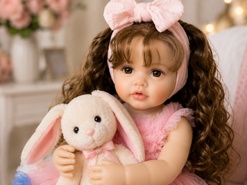Ігрова лялька у стилі Reborn Baby Doll Monika 55 см &ndash; вінілова дівчинка з кучерявим волоссям та аксесуарами; підходить для купання (RB089) RB089 фото