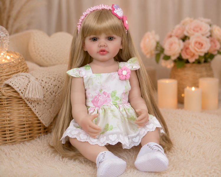Игровая кукла в стиле Reborn Baby Doll Liliana 55 см &ndash; виниловая с волосами, одеждой и аксессуарами; подходит для купания (RB079) RB079 фото
