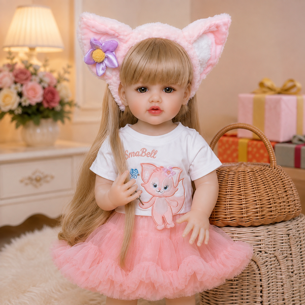 Игровая кукла в стиле Reborn Baby Doll Liana 55 см &ndash; виниловая девочка со светлыми волосами и аксессуарами; подходит для купания (RB095) RB095 фото