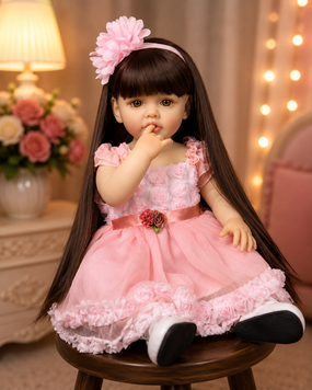 Игровая кукла в стиле Reborn Baby Doll Rosalie 55 см &ndash; виниловая девочка с длинными темными волосами и аксессуарами; подходит для купания (RB097) RB097 фото