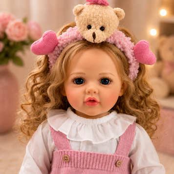 Ігрова лялька у стилі Reborn Baby Doll Liana 55 см &ndash; вінілова дівчинка з кучерявим світлим волоссям та аксесуарами; підходить для купання (RB099) RB099 фото