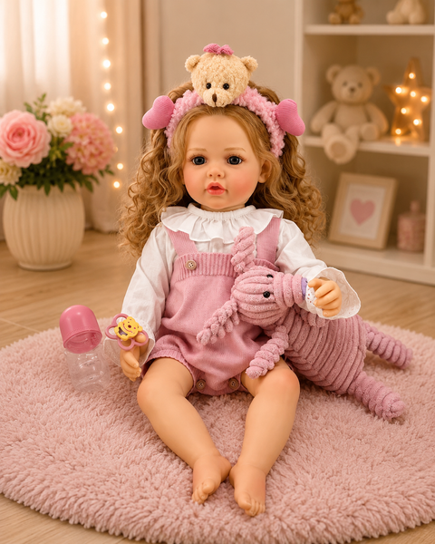 Игровая кукла в стиле Reborn Baby Doll Liana 55 см &ndash; виниловая девочка с кудрявыми светлыми волосами и аксессуарами; подходит для купания (RB099) RB099 фото
