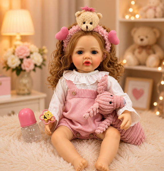 Игровая кукла в стиле Reborn Baby Doll Liana 55 см &ndash; виниловая девочка с кудрявыми светлыми волосами и аксессуарами; подходит для купания (RB099) RB099 фото