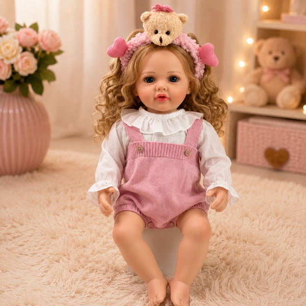 Игровая кукла в стиле Reborn Baby Doll Liana 55 см &ndash; виниловая девочка с кудрявыми светлыми волосами и аксессуарами; подходит для купания (RB099) RB099 фото