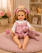 Игровая кукла в стиле Reborn Baby Doll Liana 55 см &ndash; виниловая девочка с кудрявыми светлыми волосами и аксессуарами; подходит для купания (RB099) RB099 фото 5
