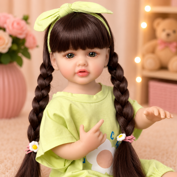 Игровая кукла в стиле Reborn Baby Doll Melani 55 см &ndash; виниловая девочка с длинными темными волосами и аксессуарами; подходит для купания (RB100) RB100 фото
