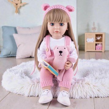 Інтерактивна ігрова лялька у стилі Reborn Baby Doll Mia Teddy 55 см &mdash; говорить українською, співає та рухається RBW-83 фото