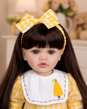Ігрова лялька у стилі Reborn Baby Doll Maya 55 см &ndash; вінілова з довгим волоссям, одягом та аксесуарами; підходить для купання (RB081) RB081 фото