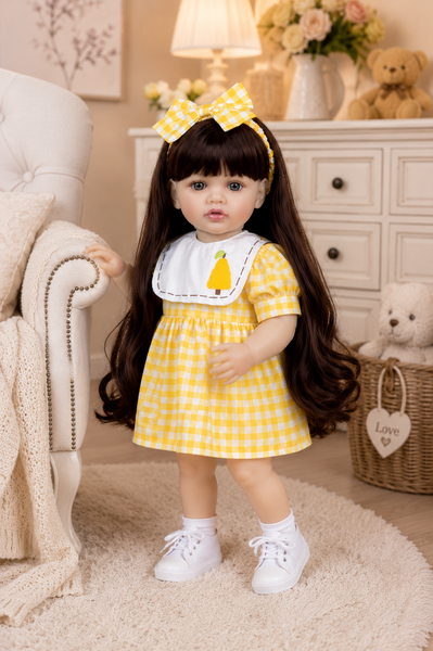 Ігрова лялька у стилі Reborn Baby Doll Maya 55 см &ndash; вінілова з довгим волоссям, одягом та аксесуарами; підходить для купання (RB081) RB081 фото