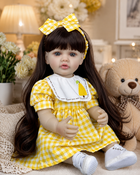 Ігрова лялька у стилі Reborn Baby Doll Maya 55 см &ndash; вінілова з довгим волоссям, одягом та аксесуарами; підходить для купання (RB081) RB081 фото
