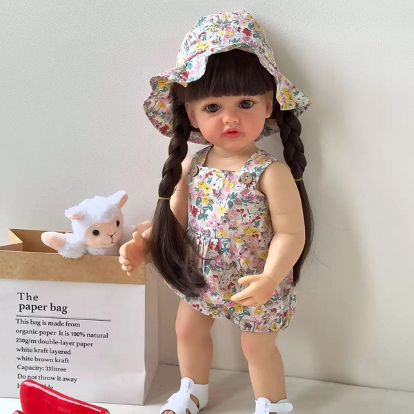 Ігрова лялька у стилі Reborn Baby Stella 55 см &ndash; вінілова дівчинка з волоссям та аксесуарами, підходить для купання (RB065) RB065 фото