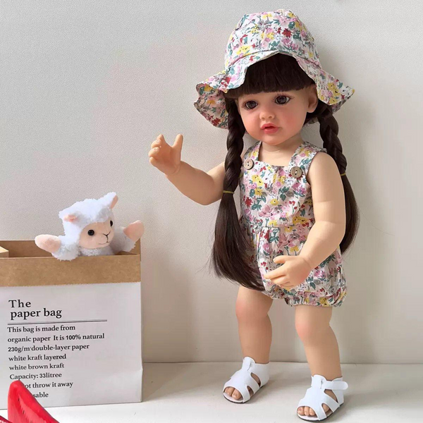 Ігрова лялька у стилі Reborn Baby Stella 55 см &ndash; вінілова дівчинка з волоссям та аксесуарами, підходить для купання (RB065) RB065 фото