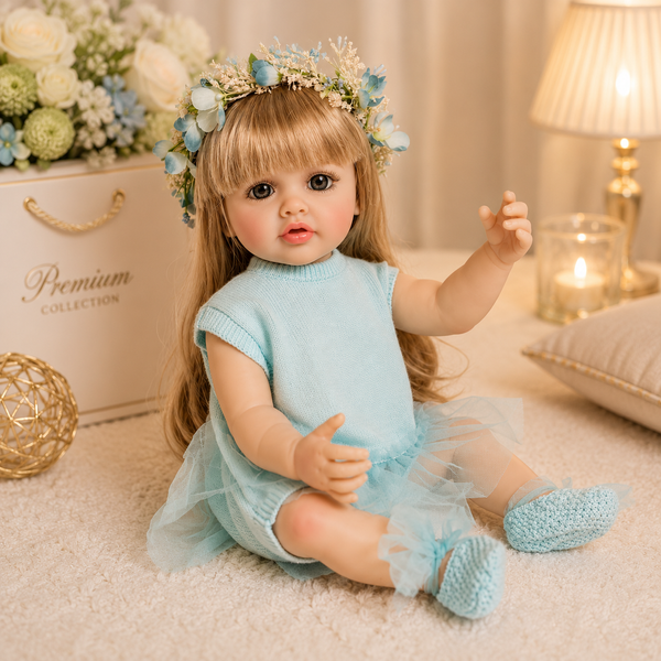 Игровая кукла в стиле Reborn Baby Doll Eliana 55 см &ndash; виниловая девочка с длинными волосами и аксессуарами; подходит для купания (RB075) RB075 фото