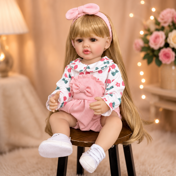 Ігрова лялька у стилі Reborn Baby Doll Isabella 55 см &ndash; вінілова дівчинка з довгим волоссям та аксесуарами; підходить для купання (RB084) RB084 фото