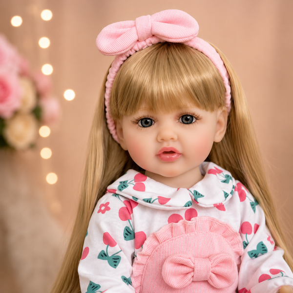 Ігрова лялька у стилі Reborn Baby Doll Isabella 55 см &ndash; вінілова дівчинка з довгим волоссям та аксесуарами; підходить для купання (RB084) RB084 фото