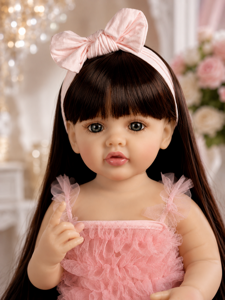 Игровая кукла в стиле Reborn Baby Doll Victoria 55 см &ndash; виниловая девочка с длинными волосами и аксессуарами; подходит для купания (RB086) RB088 фото