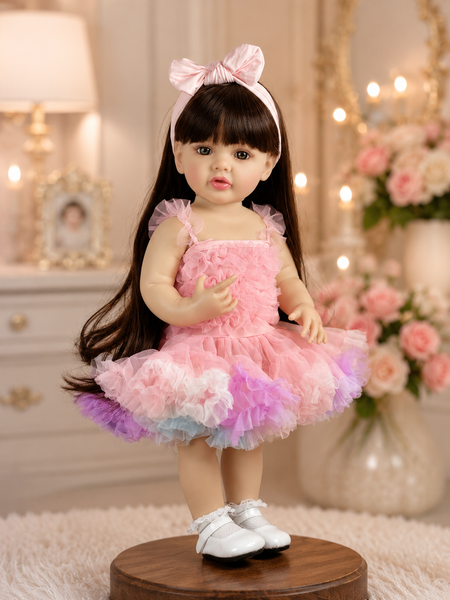 Игровая кукла в стиле Reborn Baby Doll Victoria 55 см &ndash; виниловая девочка с длинными волосами и аксессуарами; подходит для купания (RB086) RB088 фото